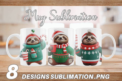 Mug Wrap 3D Festive Sloth Sublimation artnoy 