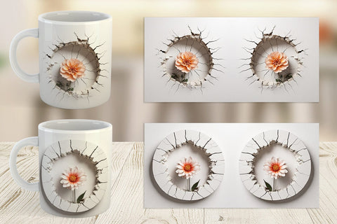 Mug Wrap 3D Flower and Wall Crack Sublimation artnoy 
