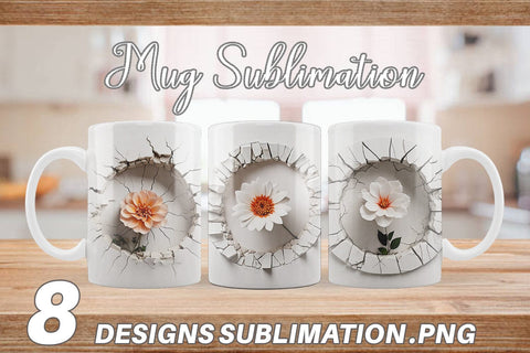 Mug Wrap 3D Flower and Wall Crack Sublimation artnoy 