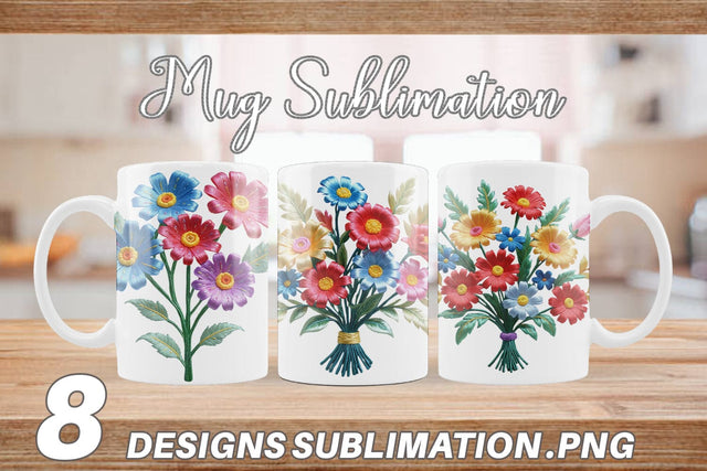 Mug Wrap 3D Flower Bouquet Sublimation artnoy 