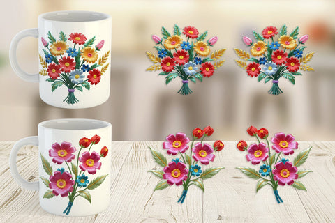 Mug Wrap 3D Flower Bouquet Sublimation artnoy 