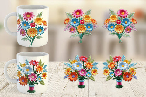 Mug Wrap 3D Flower Bouquet Sublimation artnoy 