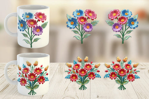 Mug Wrap 3D Flower Bouquet Sublimation artnoy 