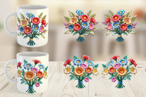Mug Wrap 3D Flower Bouquet Sublimation artnoy 