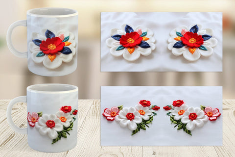 Mug Wrap 3D Flower Embroidered Sublimation artnoy 