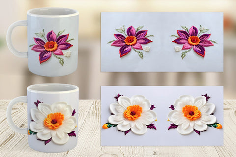 Mug Wrap 3D Flower Embroidered Sublimation artnoy 