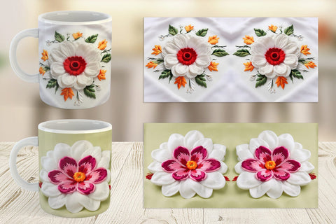 Mug Wrap 3D Flower Embroidered Sublimation artnoy 