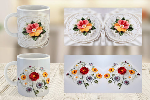 Mug Wrap 3D Flower Embroidered Sublimation artnoy 