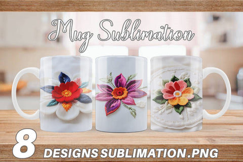 Mug Wrap 3D Flower Embroidered Sublimation artnoy 