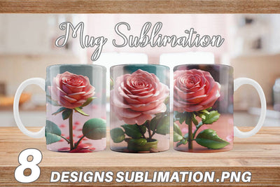 Mug Wrap 3D Flower Rose Sublimation artnoy 