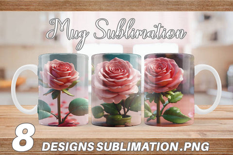 Mug Wrap 3D Flower Rose Sublimation artnoy 