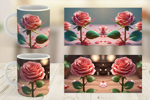 Mug Wrap 3D Flower Rose Sublimation artnoy 