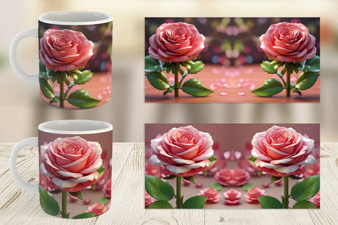 Mug Wrap 3D Flower Rose Sublimation artnoy 