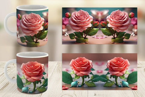 Mug Wrap 3D Flower Rose Sublimation artnoy 