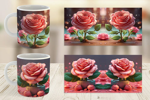Mug Wrap 3D Flower Rose Sublimation artnoy 