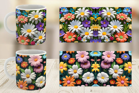 Mug Wrap 3D Flowers Colorful Sublimation artnoy 