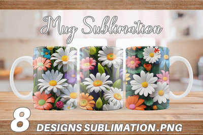 Mug Wrap 3D Flowers Colorful Sublimation artnoy 