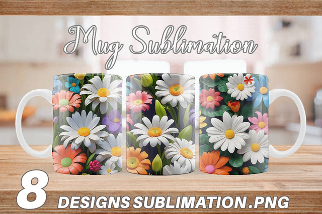 Mug Wrap 3D Flowers Colorful Sublimation artnoy 