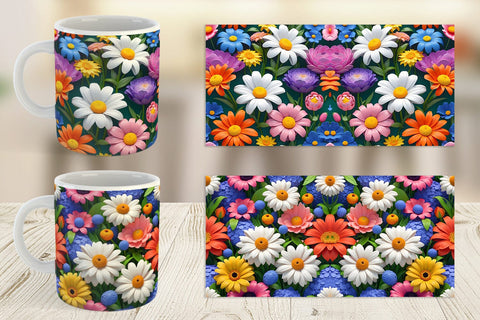 Mug Wrap 3D Flowers Colorful Sublimation artnoy 