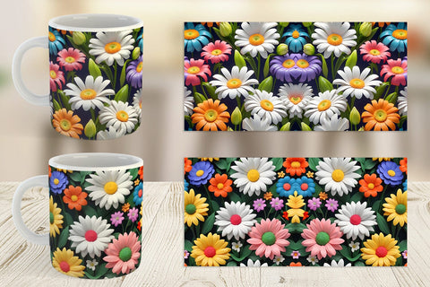 Mug Wrap 3D Flowers Colorful Sublimation artnoy 