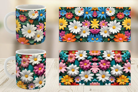 Mug Wrap 3D Flowers Colorful Sublimation artnoy 