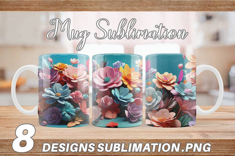 Mug Wrap 3D Flowers Pastel Color Sublimation artnoy 