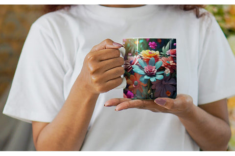 Mug Wrap 3D Flowers Pastel Color Sublimation artnoy 