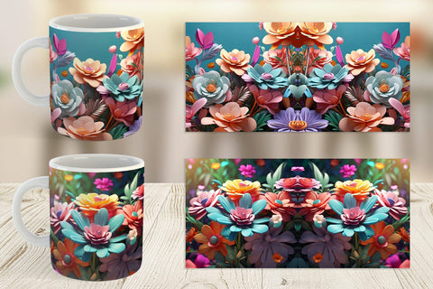 Mug Wrap 3D Flowers Pastel Color Sublimation artnoy 