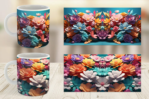 Mug Wrap 3D Flowers Pastel Color Sublimation artnoy 