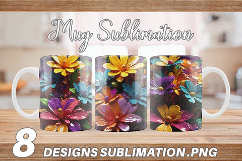 Mug Wrap 3D Flowers with Waterdrop Sublimation artnoy 