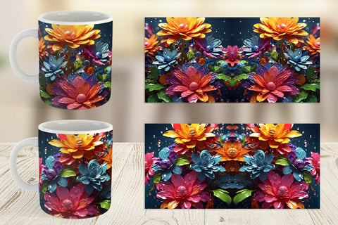 Mug Wrap 3D Flowers with Waterdrop Sublimation artnoy 