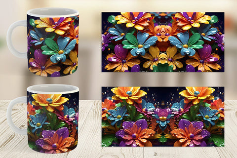 Mug Wrap 3D Flowers with Waterdrop Sublimation artnoy 