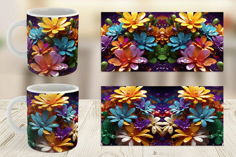 Mug Wrap 3D Flowers with Waterdrop Sublimation artnoy 