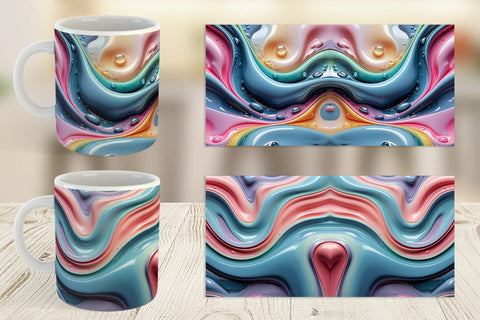 Mug Wrap 3D Flowing Pastel Sublimation artnoy 