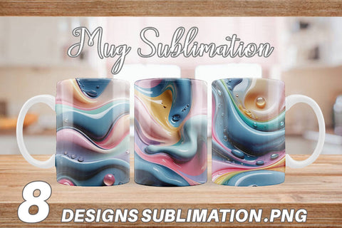 Mug Wrap 3D Flowing Pastel Sublimation artnoy 