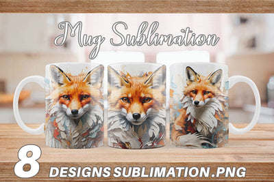 Mug Wrap 3D Fox Painting Sublimation artnoy 