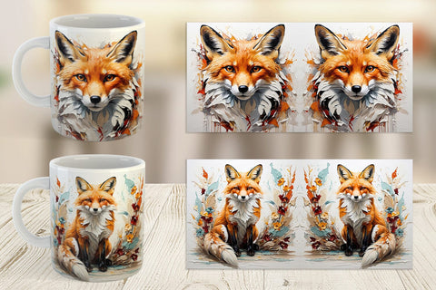 Mug Wrap 3D Fox Painting Sublimation artnoy 