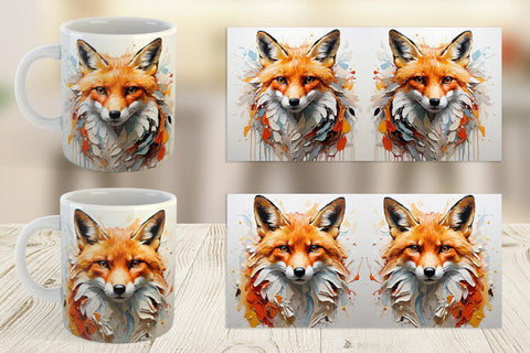 Mug Wrap 3D Fox Painting Sublimation artnoy 