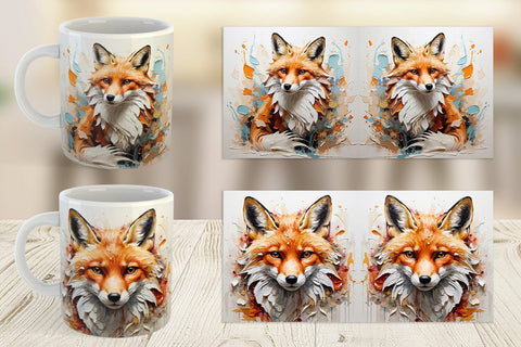 Mug Wrap 3D Fox Painting Sublimation artnoy 