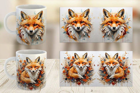Mug Wrap 3D Fox Painting Sublimation artnoy 