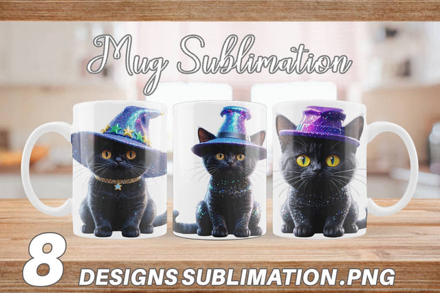 Mug Wrap 3D Funny Black Cat Sublimation artnoy 