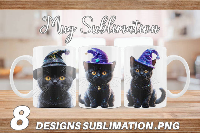 Mug Wrap 3D Funny Black Cat Sublimation artnoy 
