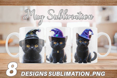Mug Wrap 3D Funny Black Cat Sublimation artnoy 