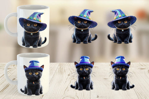 Mug Wrap 3D Funny Black Cat Sublimation artnoy 