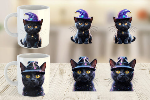 Mug Wrap 3D Funny Black Cat Sublimation artnoy 