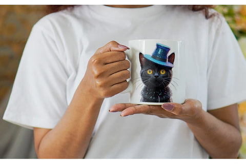 Mug Wrap 3D Funny Black Cat Sublimation artnoy 
