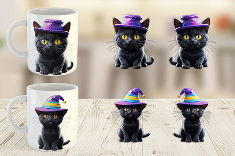 Mug Wrap 3D Funny Black Cat Sublimation artnoy 