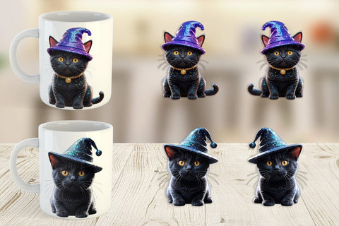 Mug Wrap 3D Funny Black Cat Sublimation artnoy 