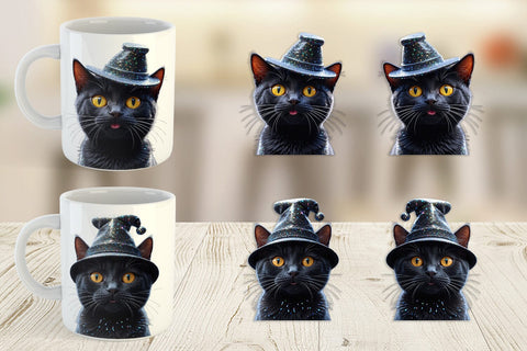 Mug Wrap 3D Funny Black Cat Sublimation artnoy 