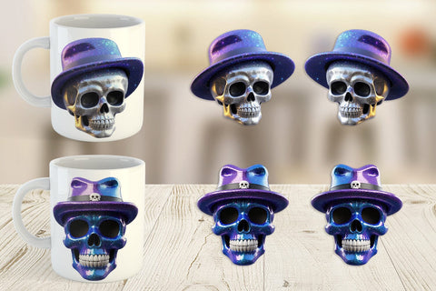 Mug Wrap 3D Funny Skull Sublimation artnoy 